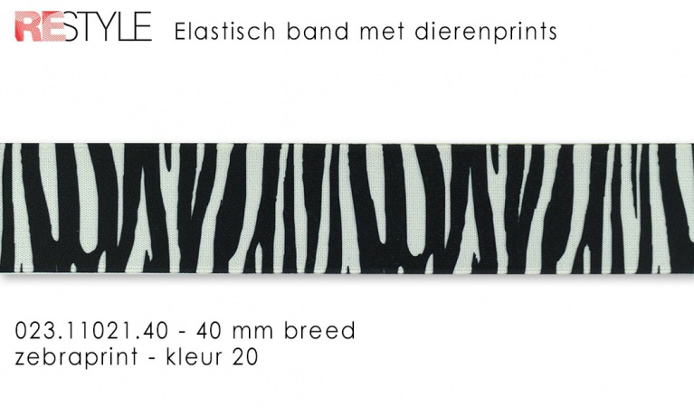 Elastisch band 40mm - Zebraprint